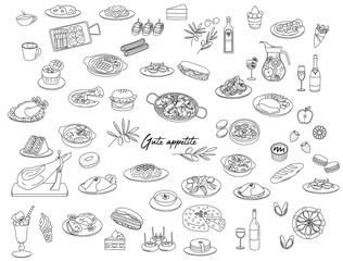 Various food icon illustration set