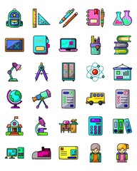 Back to School  with Lineal color style icon set