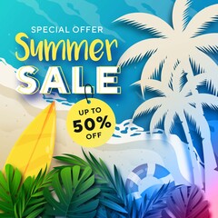 Illustration of summer sale in colorful