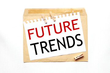 Future Trends. text on white paper on craft notebook