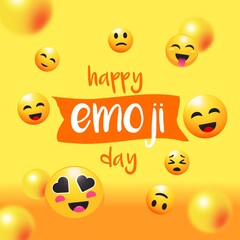 Realistic illustration of happy emoji day