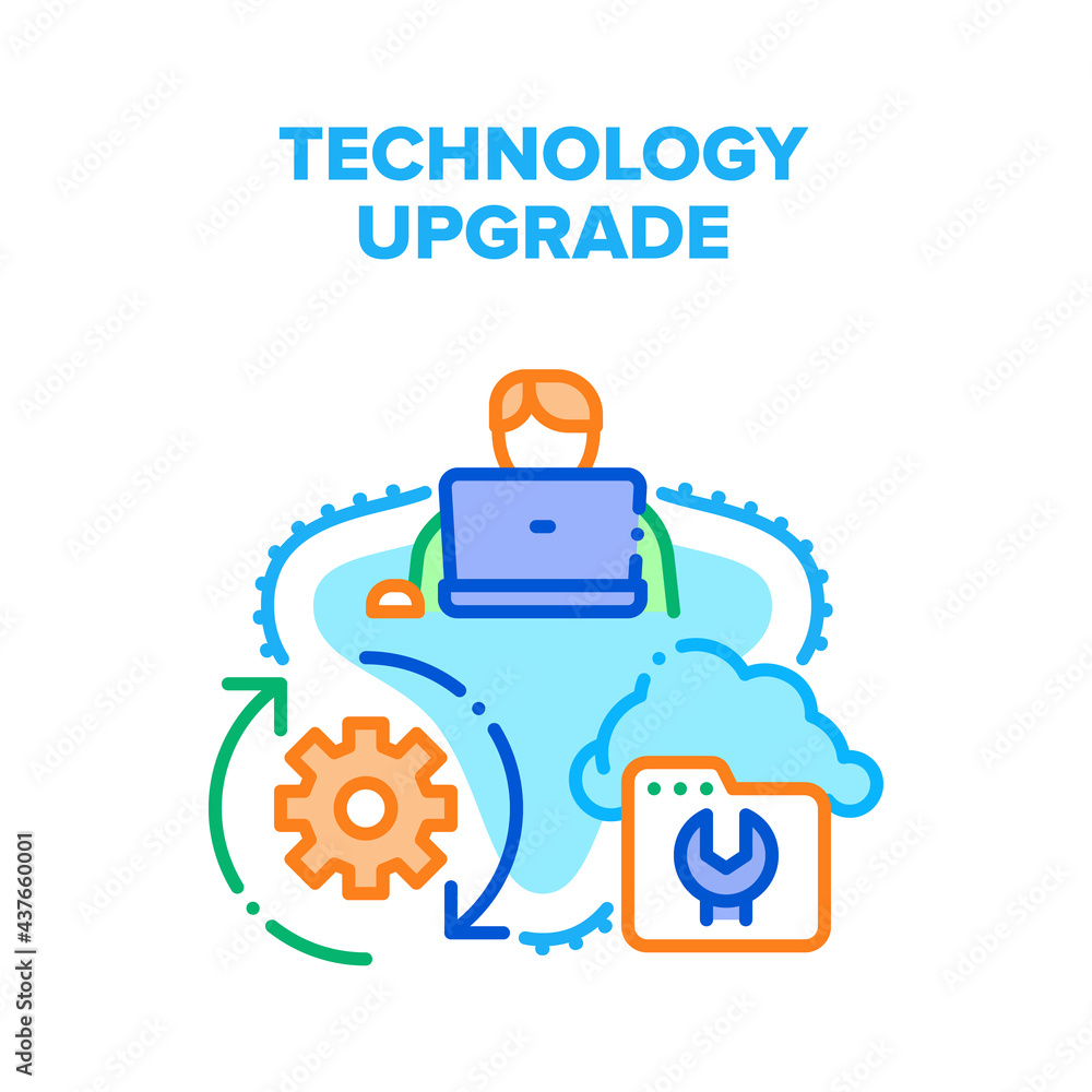 Poster technology upgrade process vector icon concept. programmer technology upgrade and renovate system, c