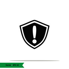 Shield with Warning Icon Illustration Logo Template. Shield Sign Symbol. Vector Line Icon EPS 10
