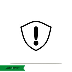 Shield with Warning Icon Illustration Logo Template. Shield Sign Symbol. Vector Line Icon EPS 10