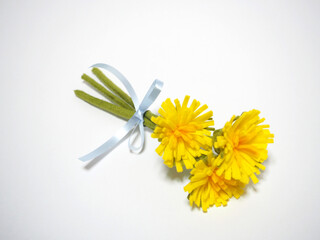 フェルト作品　タンポポブーケ