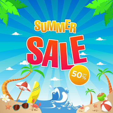 End of summer sale discount Colourful Design Vector
