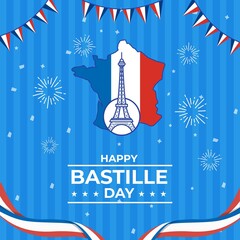 French Bastille day  Flat Vector