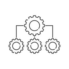 Logotipo automatización. Engranaje con diagrama de producción con lineas de color gris