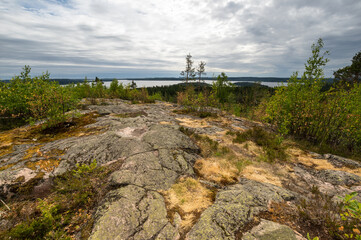 Fototapeta na wymiar View from the mount Hiidenvuori in Karelia