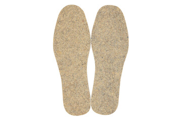 warm felt insoles isolated on white background