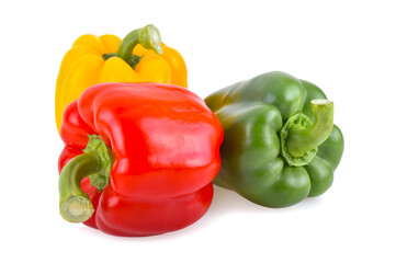 yellow,red,green, sweet bell pepper or capsicum isolated on white background