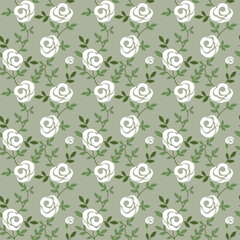 Seamless leaves with vector flower Pattern on   Background