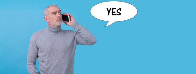 adult man talking on the mobile phone isolated