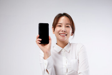 businesswoman with device