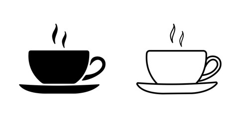 Cup of coffee icon template black color editable. Coffe cup symbol vector icon isolated on white background. Outline and silhouette illustration for graphic and web design