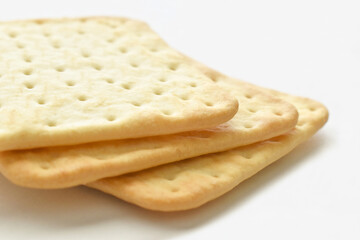 Fototapeta na wymiar Crackers on white background. Healthy and dietary food. 