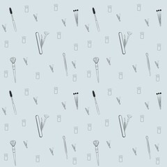 Seamless pattern of beauty brushes