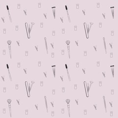 Seamless pattern of beauty brushes