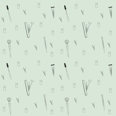 Seamless pattern of beauty brushes