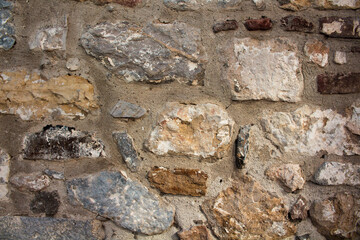 Close up view of old stone wall.