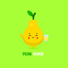 Cute Smiling Pear Juice Character