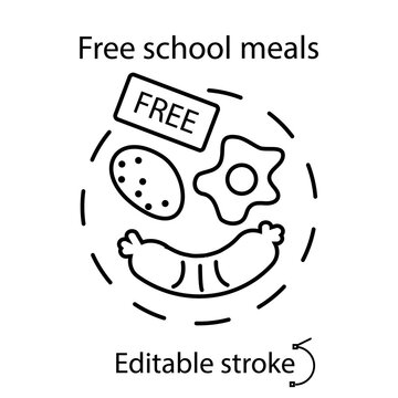 School Meal Concept Outline Concept Icon. Free And Economical Meals. Kids Menu. Customizable Linear Contour Symbol