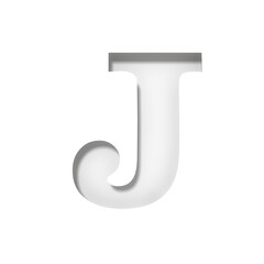 J letter white sign stencil cut out design alphabet capital letter 3d rendering isolated on white background in high resolution for print and business