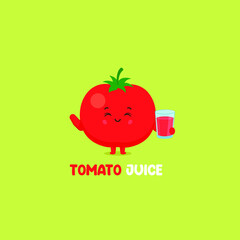 Cute Smiling Tomato Juice Character