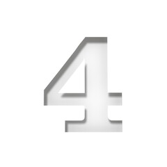 4 four number white sign numeral 3d rendering isolated on white background in high resolution