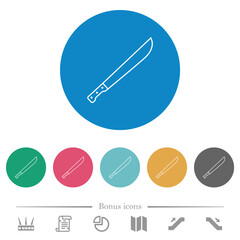 Machete flat round icons