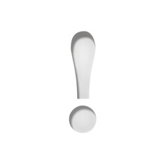 Exclamation point exclamation mark white 3d rendering
