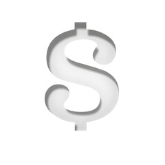 Dollar sign white $ stencil symbol cut out on white background sale price 3d rendering