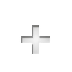 Plus sign + symbol white cross stencil cut out design 3d rendering in high resolution