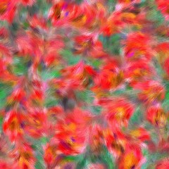 Seamless faux digital painted floral pattern print. High quality illustration. Procedural painting with realistic brush strokes in impressionistic style. Abstract art for surface design and print.