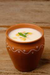 Indian style summer drink masala chach or raita made from buttermilk
