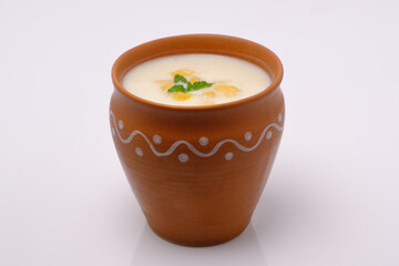 Indian style summer drink masala chach or raita made from buttermilk - obrazy, fototapety, plakaty