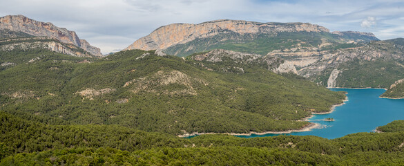 Fototapeta na wymiar Panoramic view Canyelles reservoir, Spain