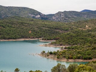 Fototapeta premium Panoramic view Canyelles reservoir, Spain