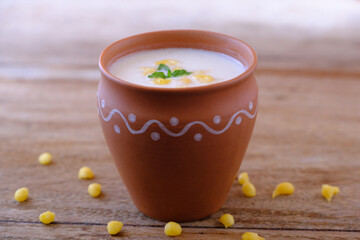 Indian style summer drink masala chach or raita made from buttermilk