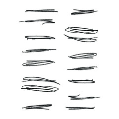 Set of handmade, hand drawn underline strokes isolated on white background EPS Vector