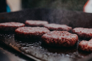 burgers on grill