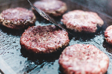 burgers on grill