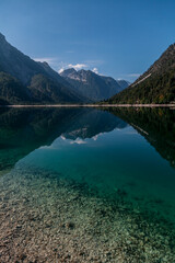 Vertical landscape lago di predil in Italy