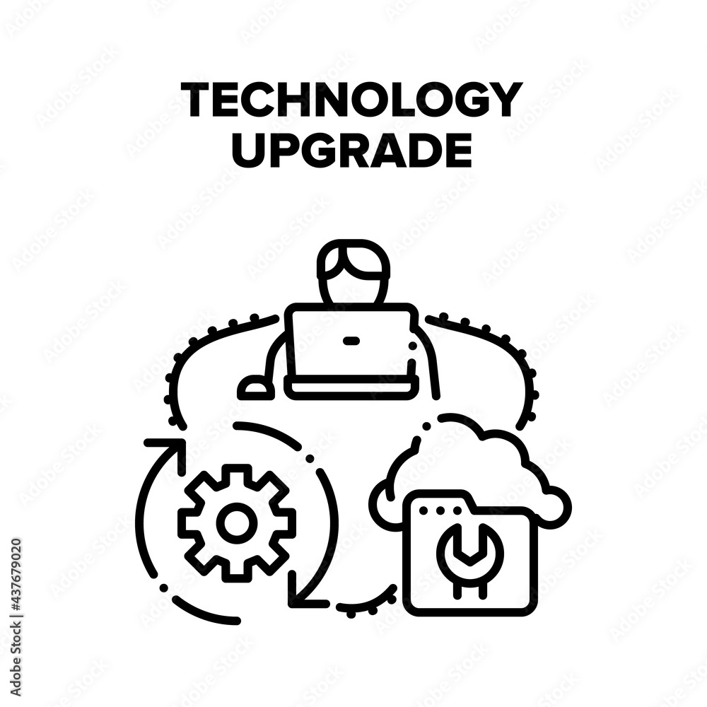 Poster technology upgrade process vector icon concept. programmer technology upgrade and renovate system, c