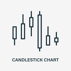 Candlestick Chart Line Icon. Stock market exchange. Japanese Candle Linear Icon. Forex Stocks Trading Diagram or Graph. Editable stroke. Vector illustration