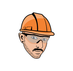 Handyman head cartoon character design illustration vector eps format , suitable for your design needs, logo, illustration, animation, etc.