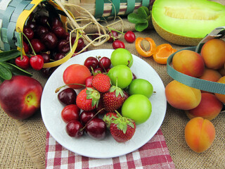 assorted fresh summer fruits concept