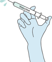 ワクチン接種をする手のイラスト素材