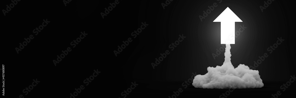Poster arrow symbol explosion, original 3d rendering