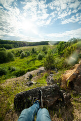 Landscape of field and forest in summer